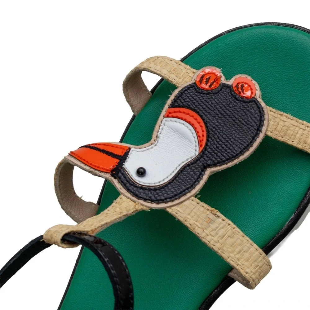 DOLCE & GABBANA BAMBINO SHOES TOUCAN SANDALS T-STRAP sz‎ EU 37 UK 4 23.5cm